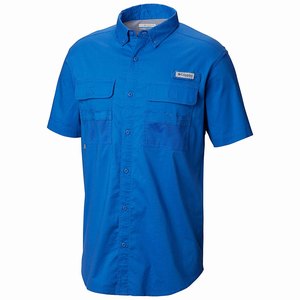 Columbia PFG Half Moon™ Shortärmad Skjorta Herr Blå (GSMXJ4368)